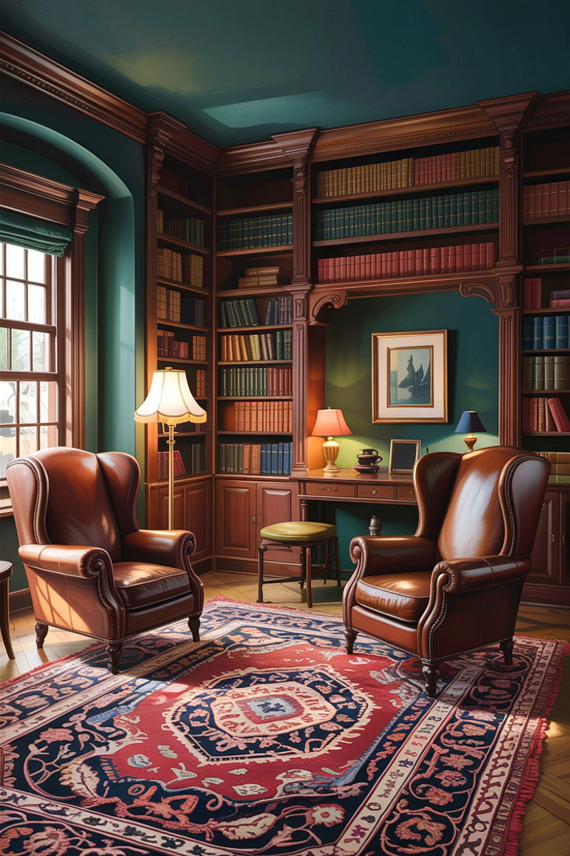 Dark Edwardian library living room - 30 Edwardian living room ideas