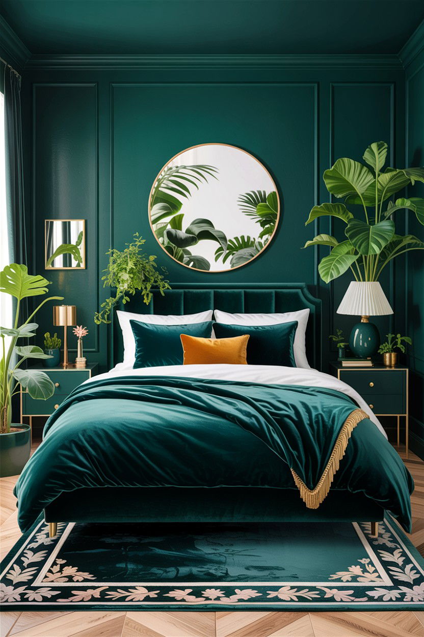 Dark Emerald Green Bedroom - 30 dramatic bedroom ideas