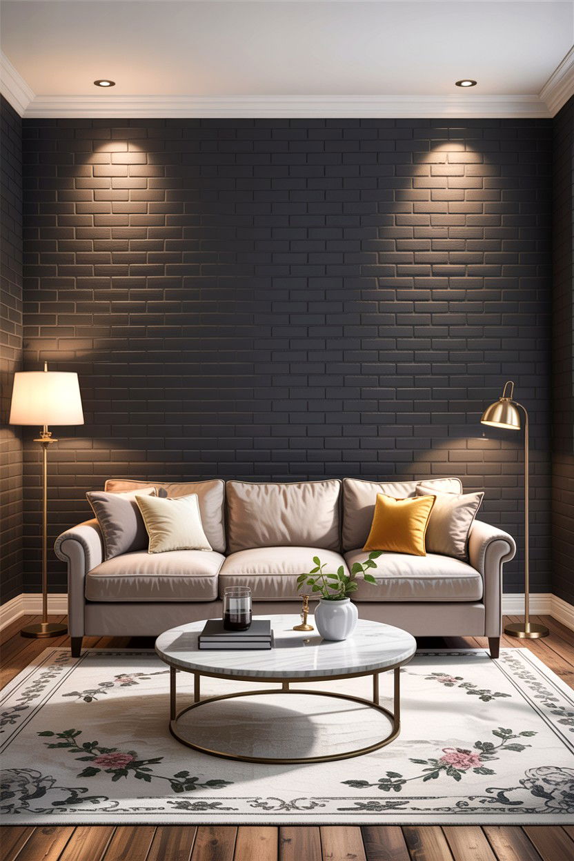Dark Gray Brick Living Room - 30 exposed brick living room ideas