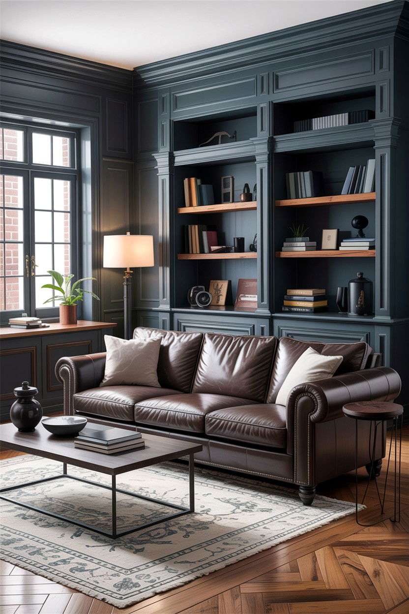 Dark Gray Masculine Living Room - 30 living room gray furniture ideas