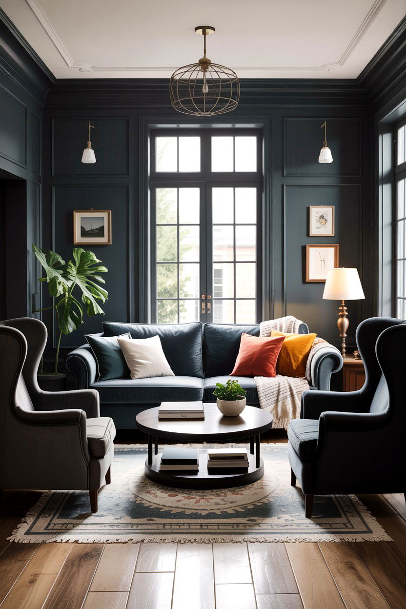 Dark Gray Moody Living Room - 30 living room gray furniture ideas