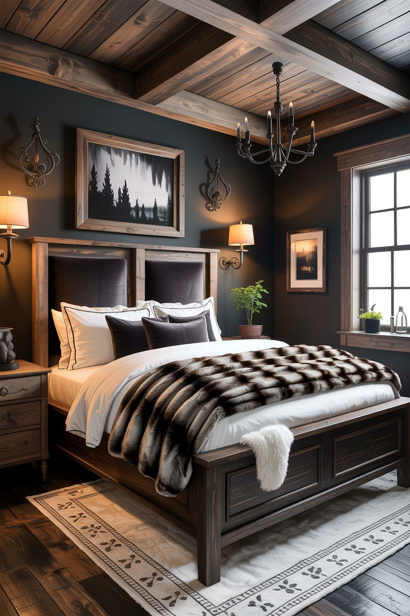 Dark Gray Rustic Bedroom - 30 rustic gray bedroom ideas