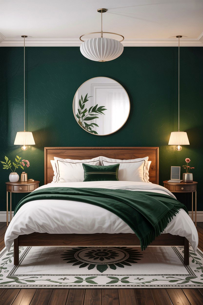 Dark Green Accent Wall Bedroom - 30 first apartment bedroom ideas