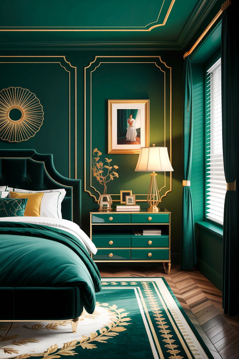 Dark Green And Gold Bedroom - 30 emerald bedroom ideas