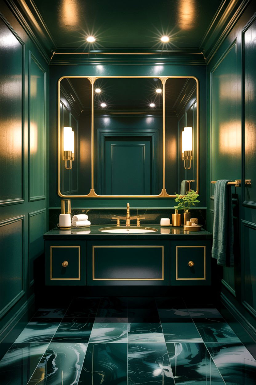 Dark Green Bathroom - 30 green and gold bathroom ideas