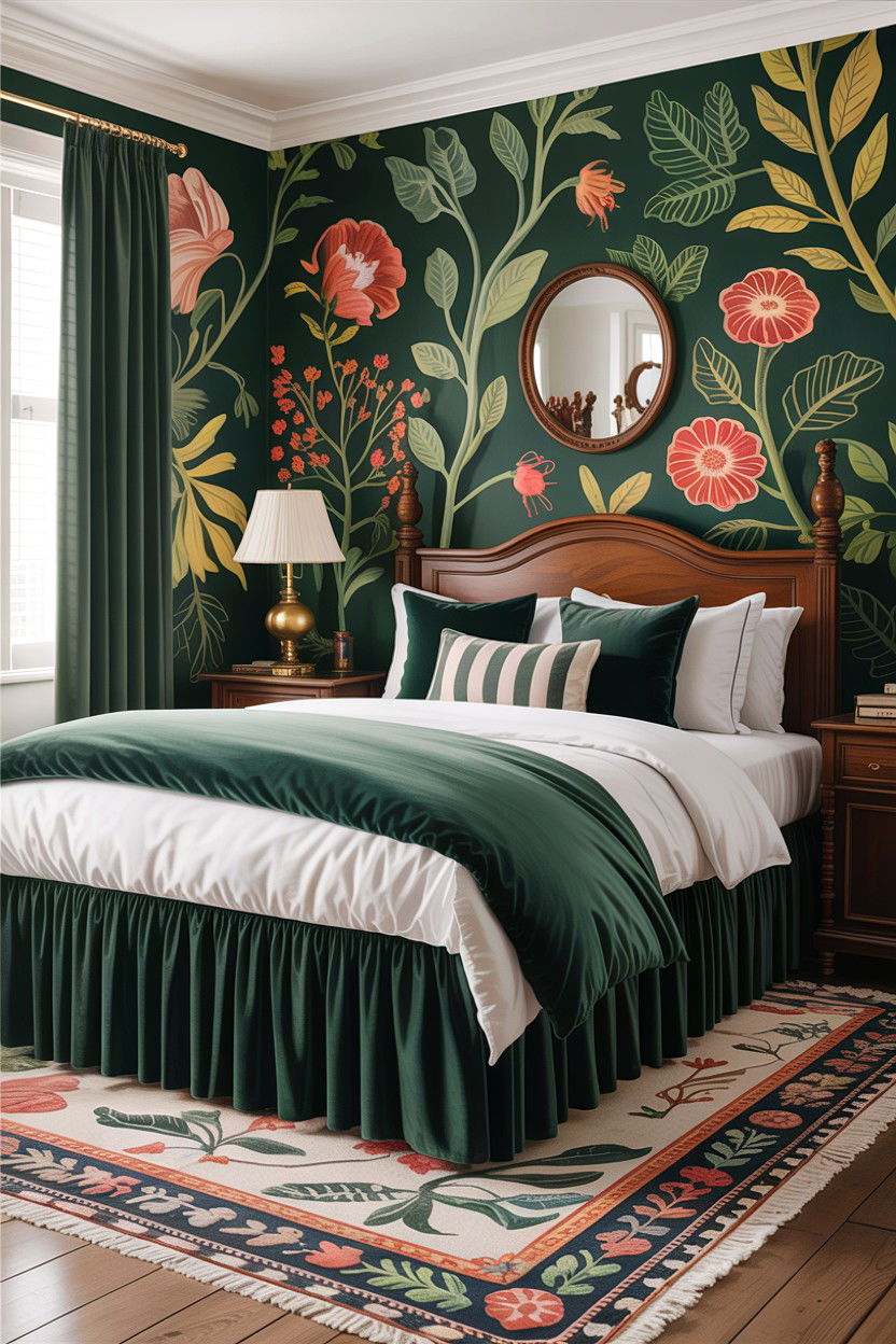 Dark Green Bed Skirt - 30 bedroom dust ruffles