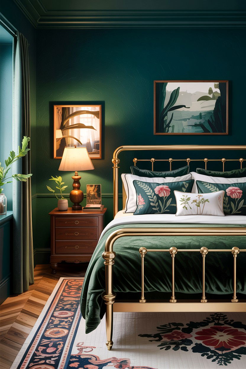 Dark Green Bedroom Brass Bed - 30 bedroom brass beds
