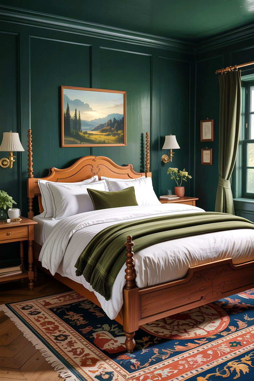 Dark Green Country Bedroom - 30 country house bedroom ideas