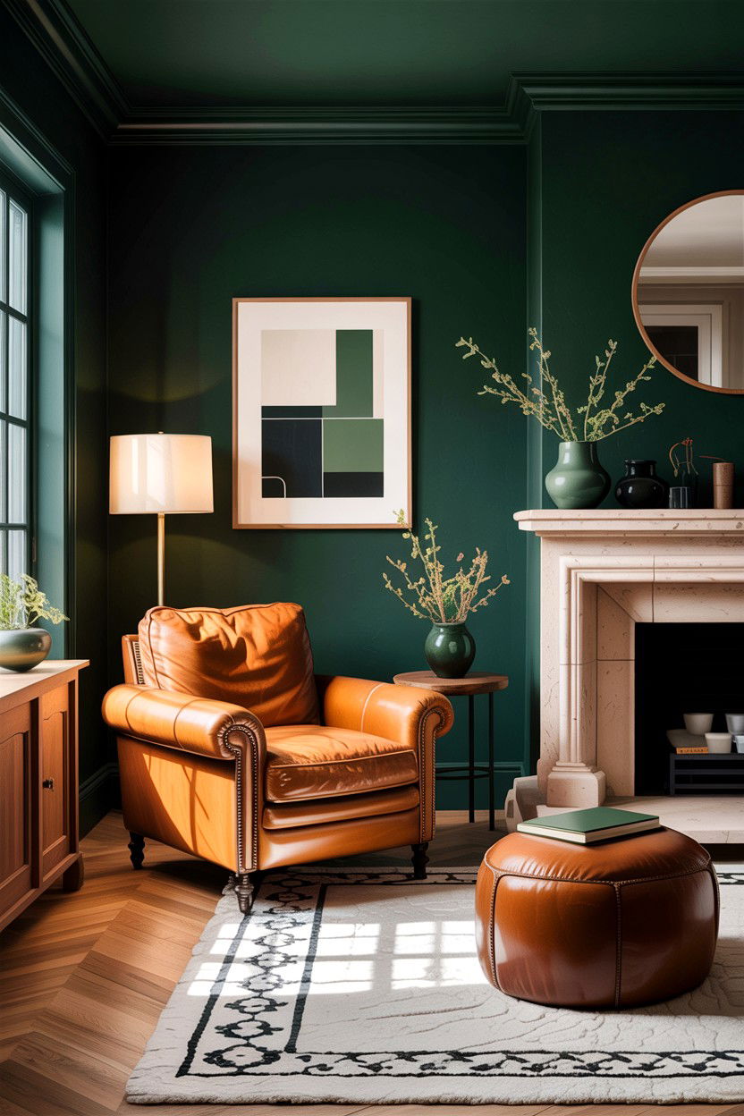 Dark Green Living Room - 30 rustic green living room ideas