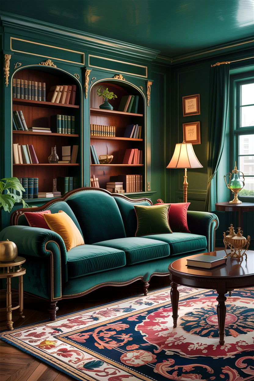 Dark Green Living Room Paint - 30 dark academia living room ideas
