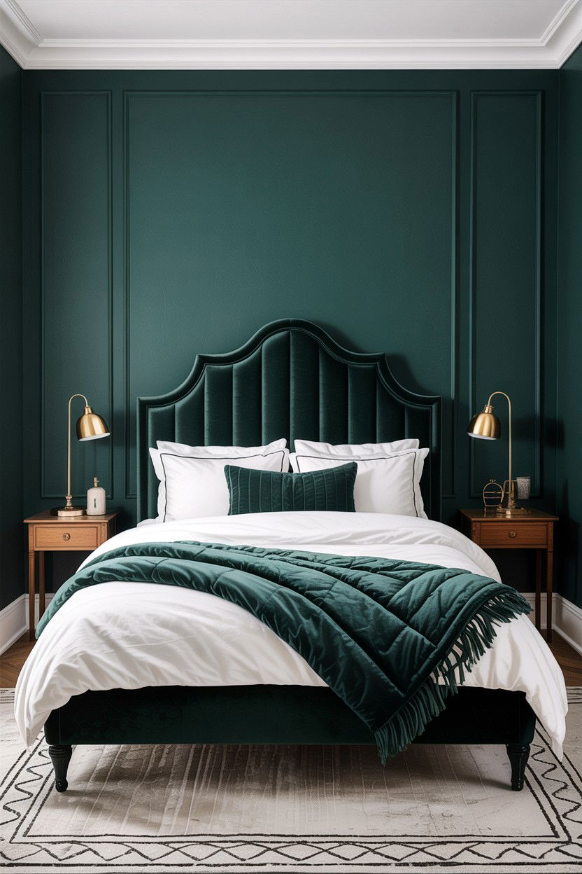 Dark Green Paint - 30 bedroom accent wall ideas