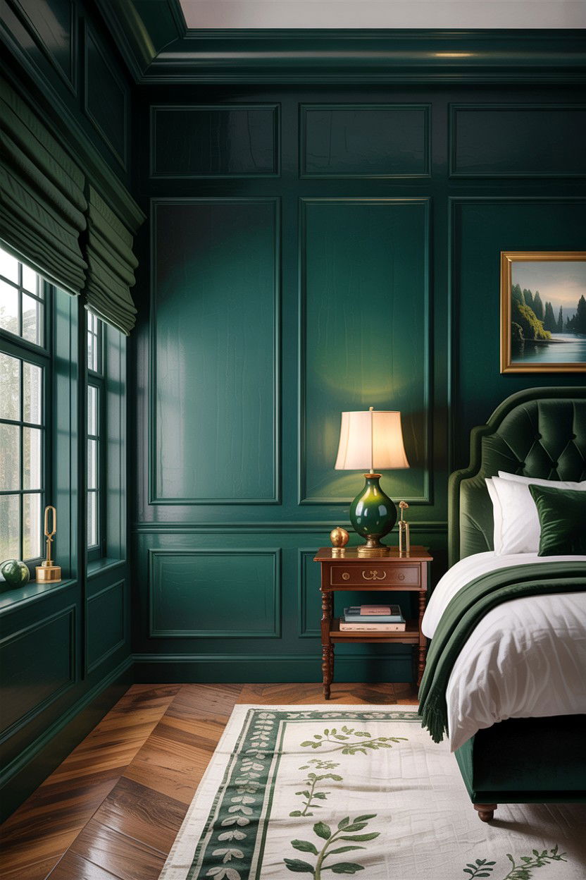 Dark Green Wainscoting - 30 bedroom wainscoting ideas