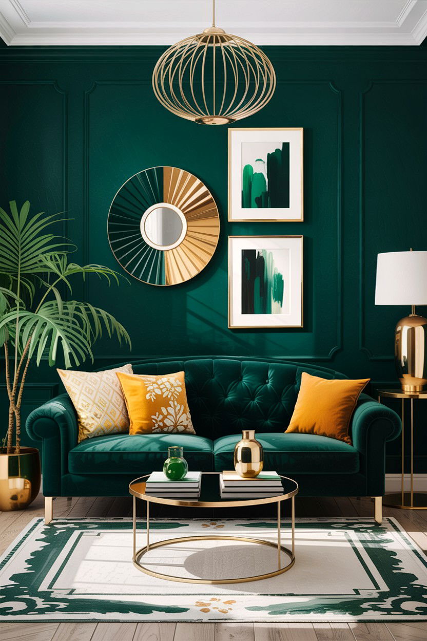Dark Green Wall - 30 Hollywood living room ideas