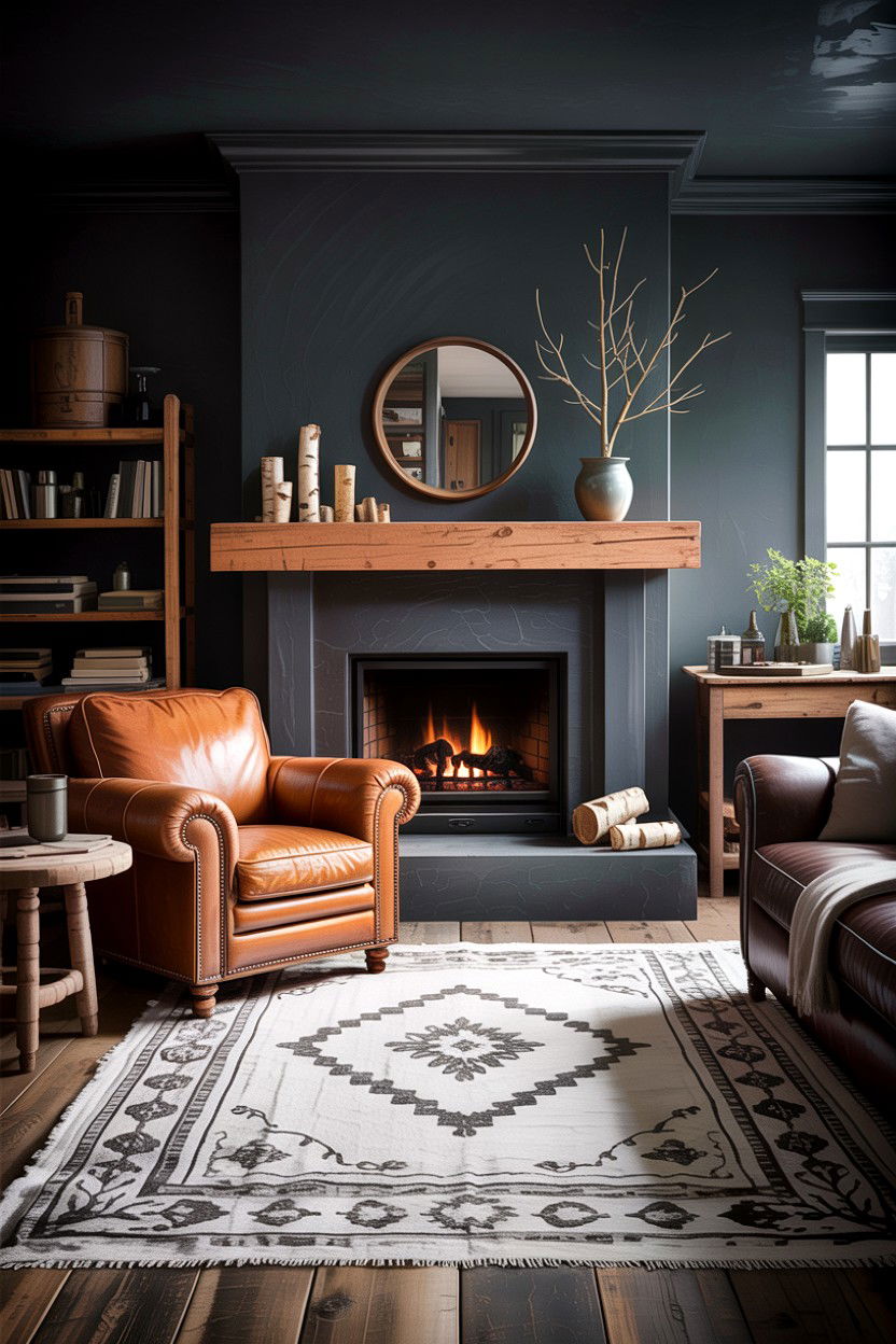 Dark Grey Rustic Living Room - 30 rustic grey living room ideas