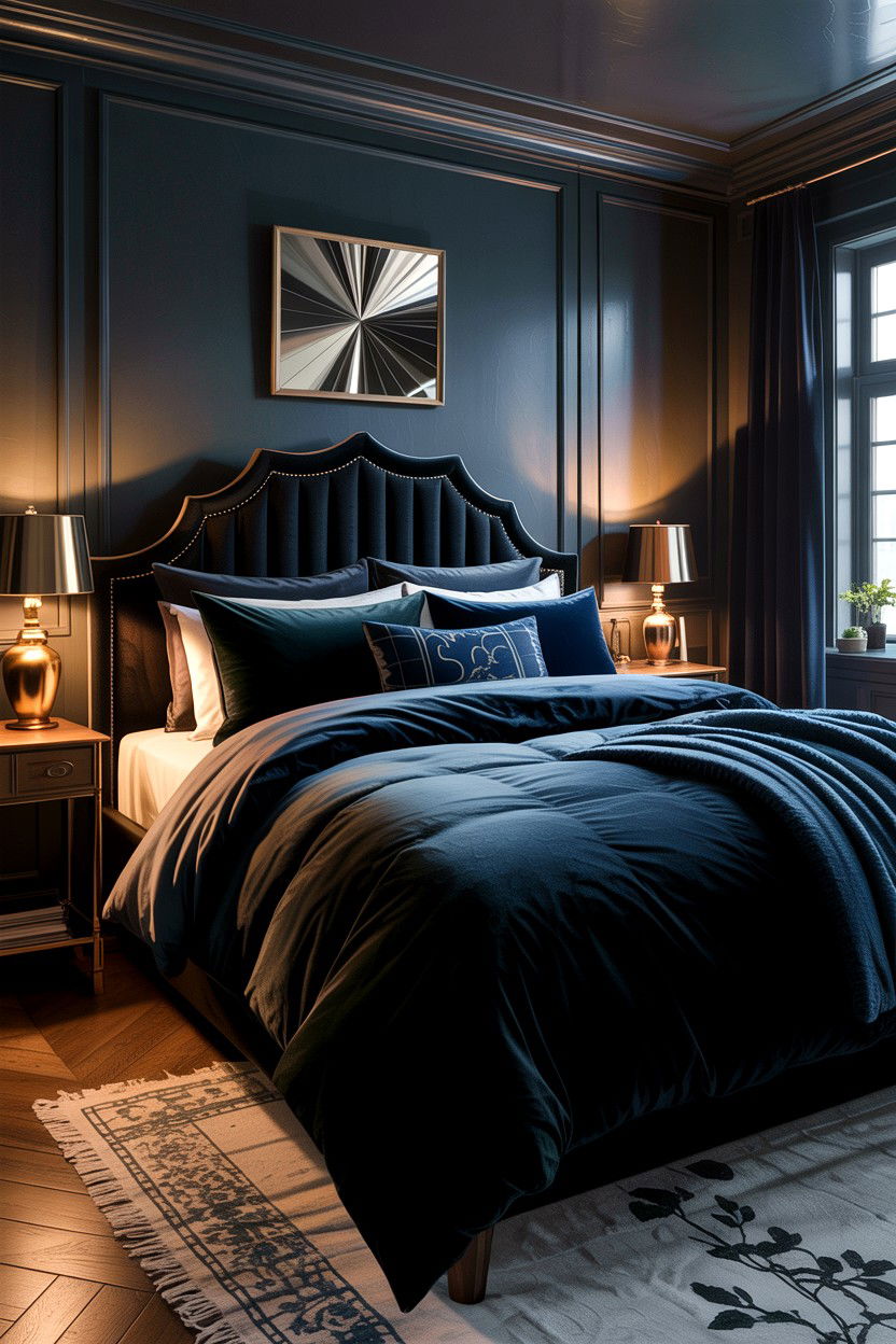 Dark Moody Bedding - 30 bedroom layered bedding ideas