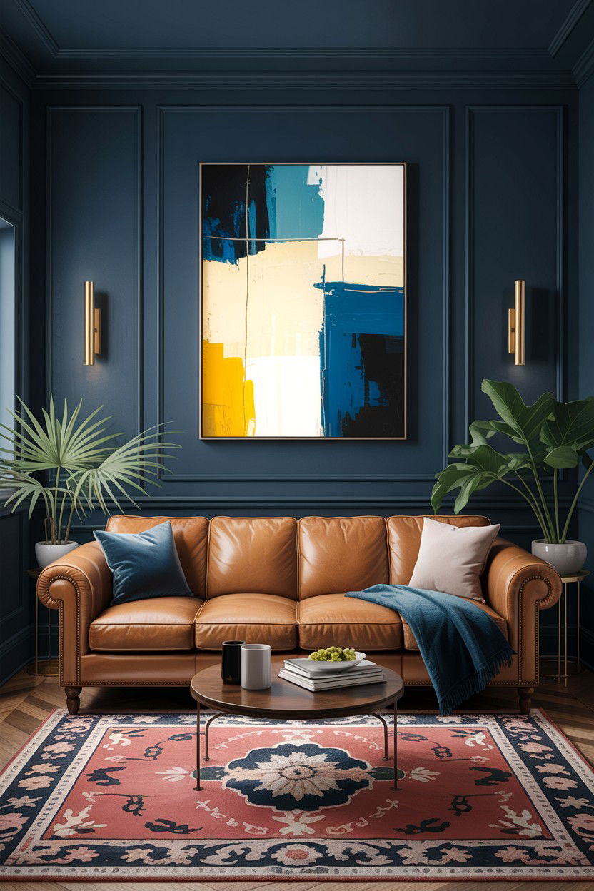 Dark Moody Wall Paint - 30 boutique hotel living room ideas