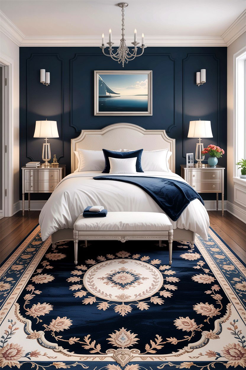 Dark Navy Rug - 30 bedroom oriental rugs