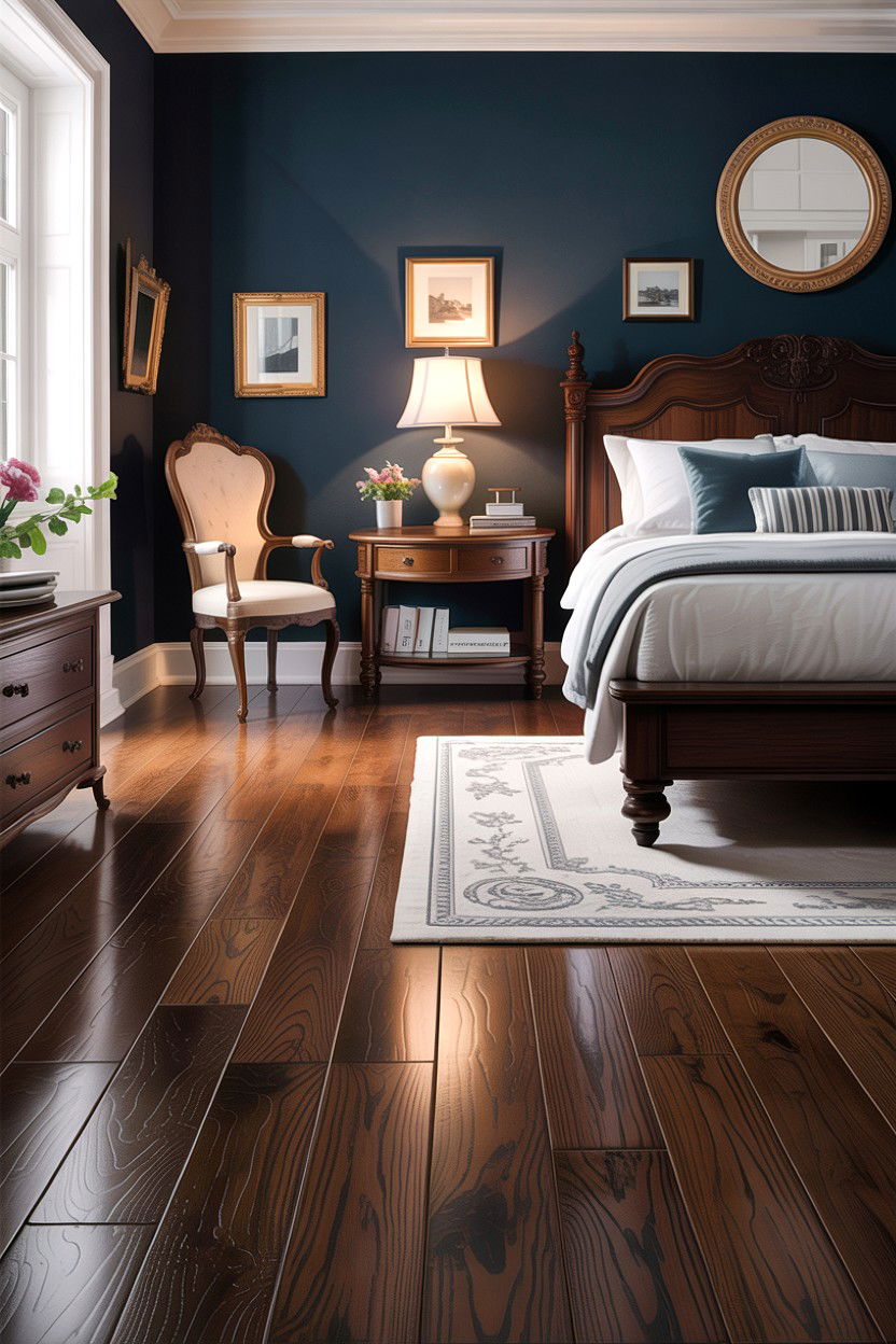 Dark Oak Flooring - 30 dark academia bedroom ideas