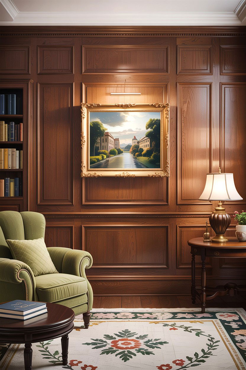 Dark Oak Wall Paneling - 30 dark academia living room ideas