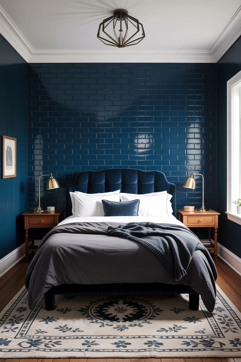 Dark Painted Brick Bedroom - 30 exposed brick bedroom ideas