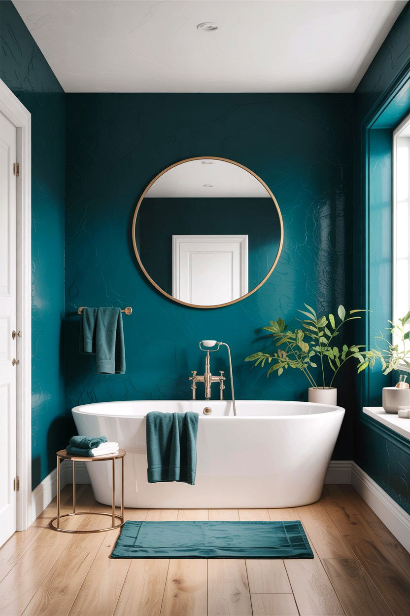Dark Teal Accent Wall Bathroom - 30 teal bathroom design ideas