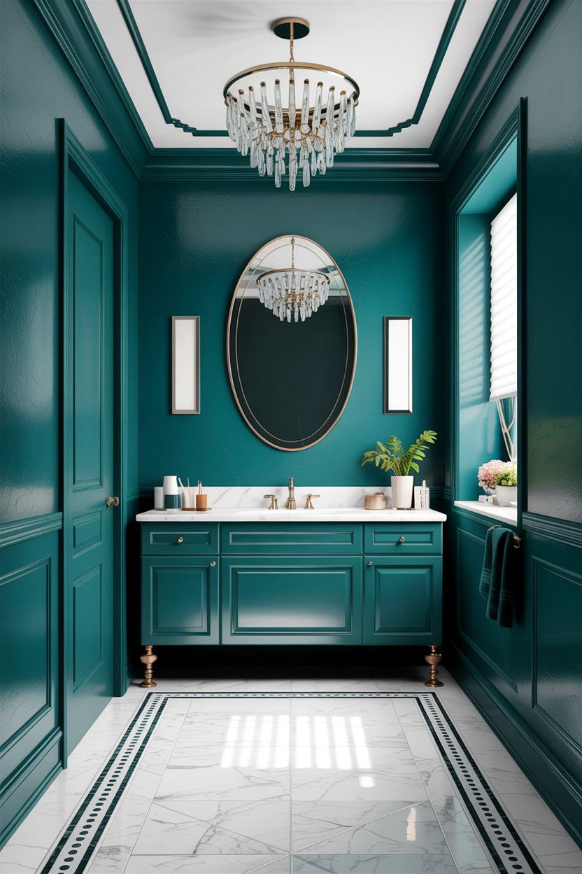 Dark Teal Bathroom White Trim - 30 teal and white bathroom ideas