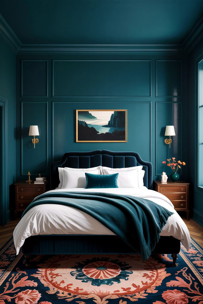 Dark Teal Bedroom - 30 teal bedroom design ideas