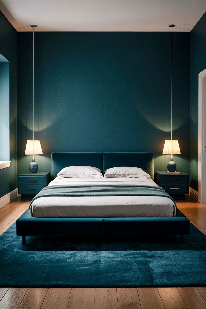 Dark Teal Minimalist Bedroom - 30 scandinavian teal bedroom ideas