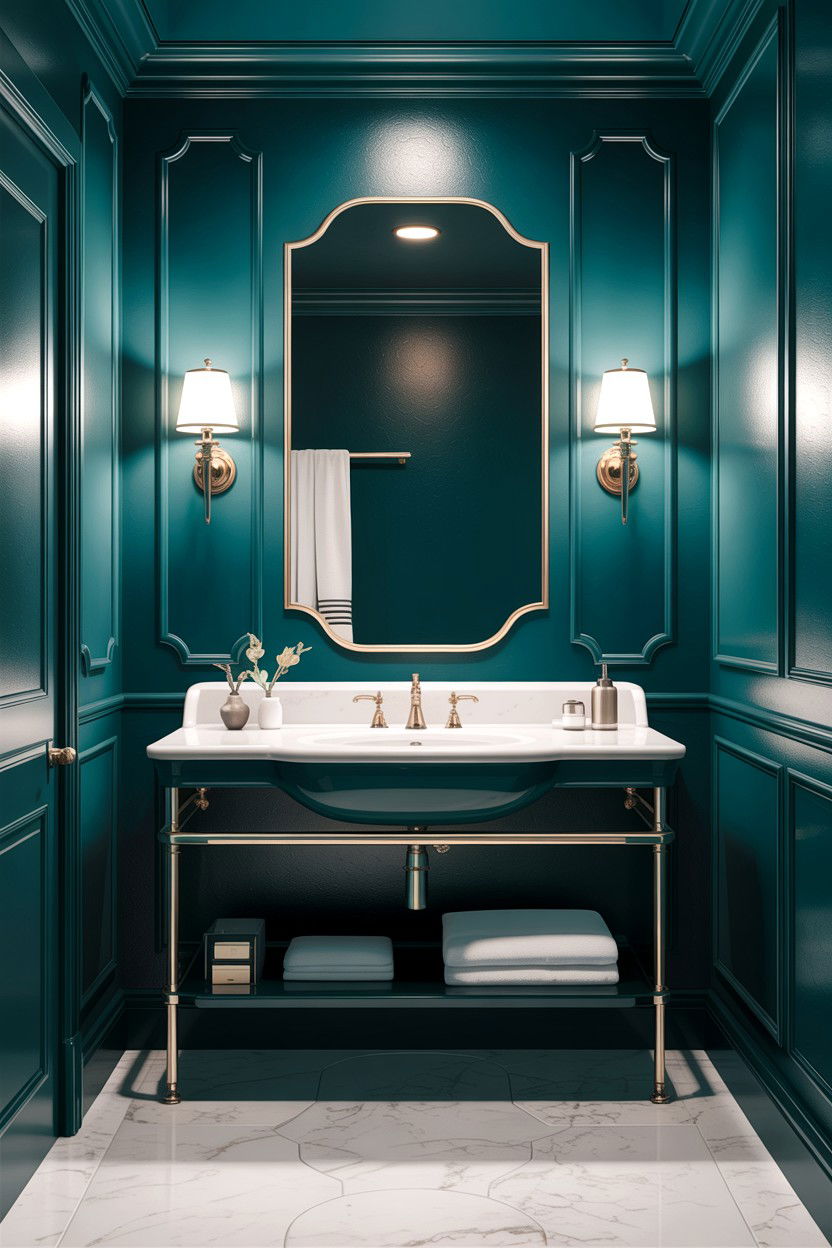 Dark Teal Paint - 30 teal bathroom decor ideas