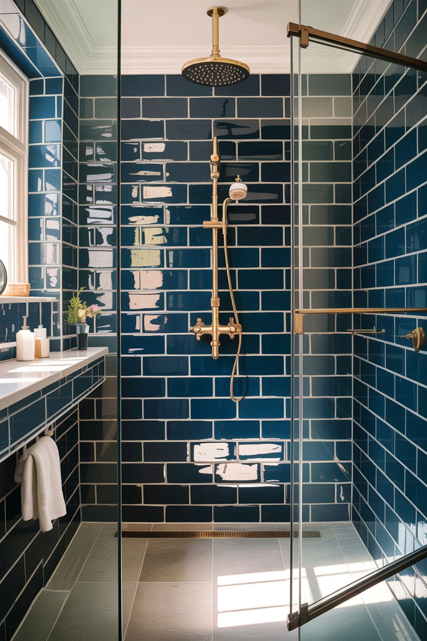 Dark Tile Light Grout - 30 bathroom balance ideas