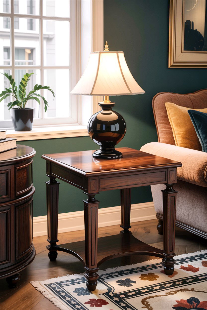 Dark Walnut End Table - 30 living room accent table ideas