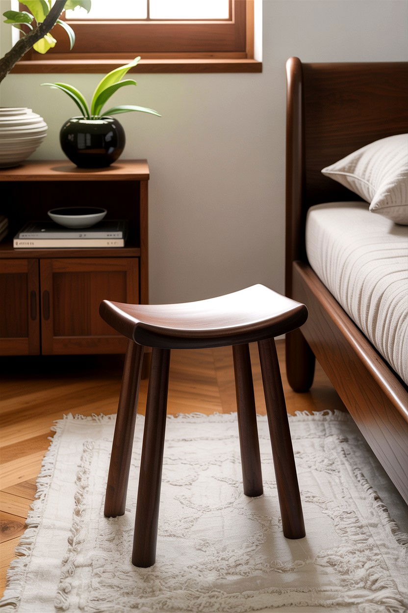 Dark Walnut Stool - 30 living room Japanese furniture ideas