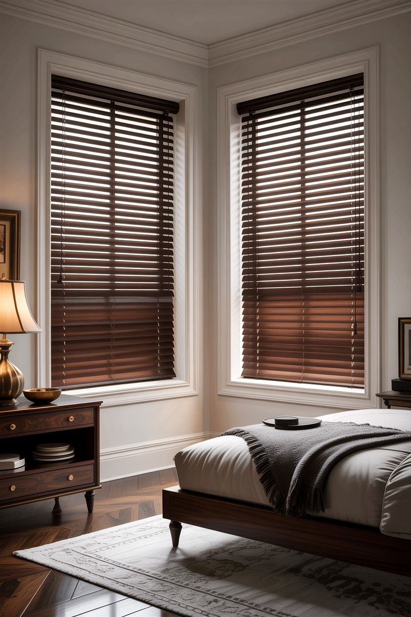 Dark Walnut Venetian Blinds - 30 bedroom venetian blinds