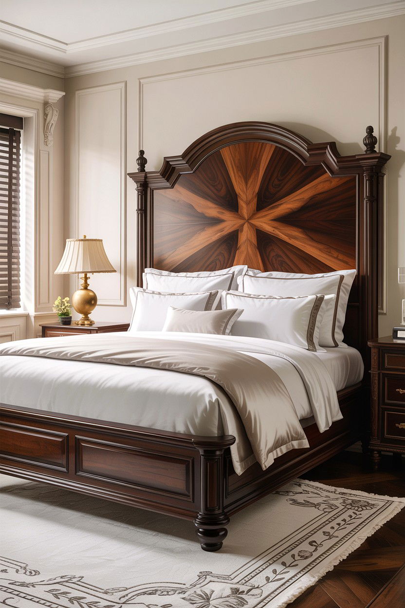 Dark Walnut Wood Headboard - 30 bedroom wooden headboards