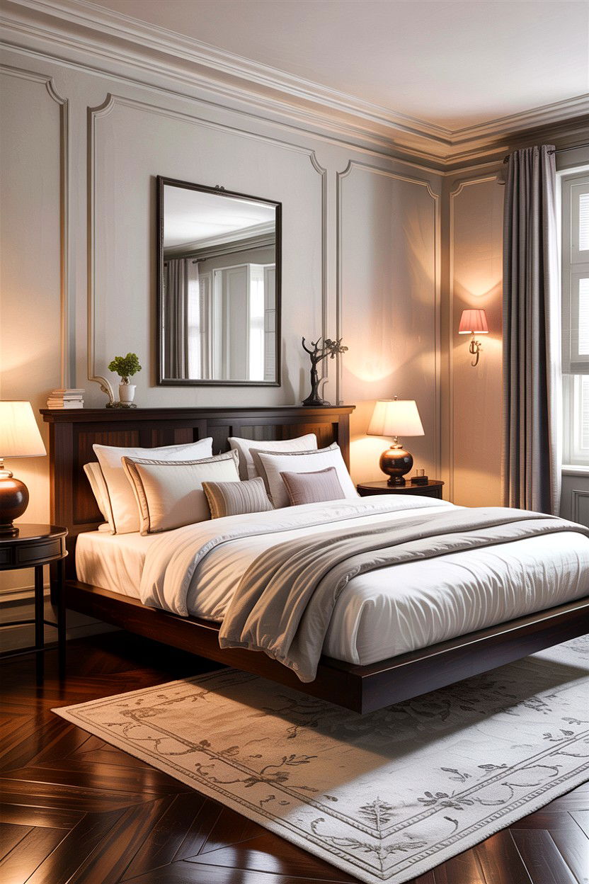 Dark Wood Floating Bed - 30 bedroom floating bed ideas