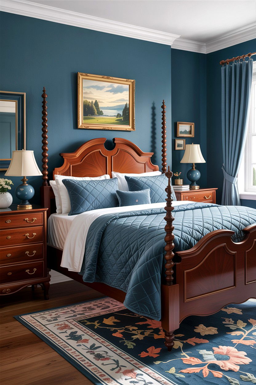 Dark Wood Furniture Blue Bedroom - 30 traditional blue bedroom ideas