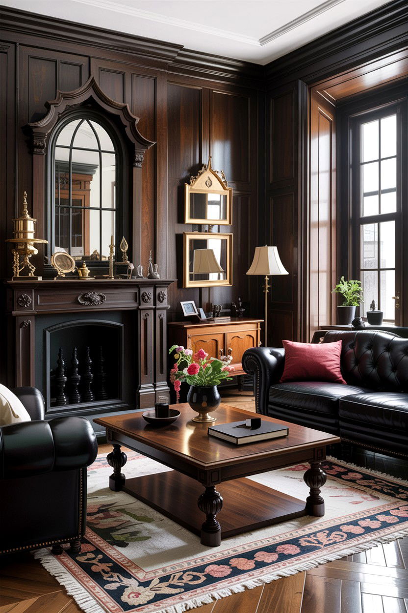 Dark Wood Gothic Living Room - 30 gothic living room ideas