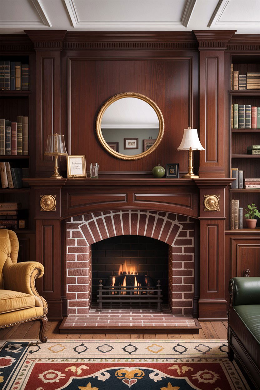 Dark Wood Mantel - 30 living room fireplace mantel ideas