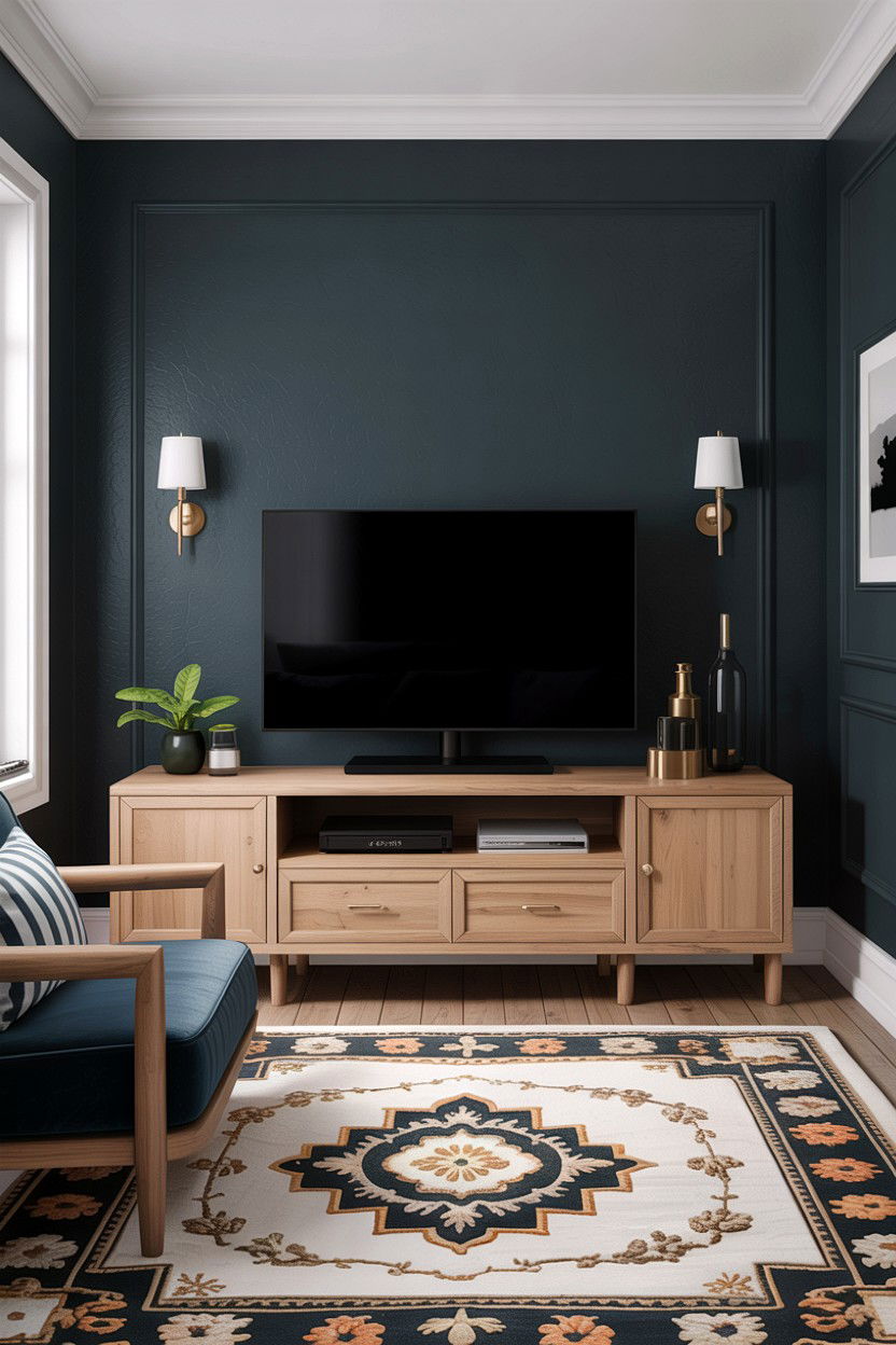 Dark accent wall - 30 condo living room ideas