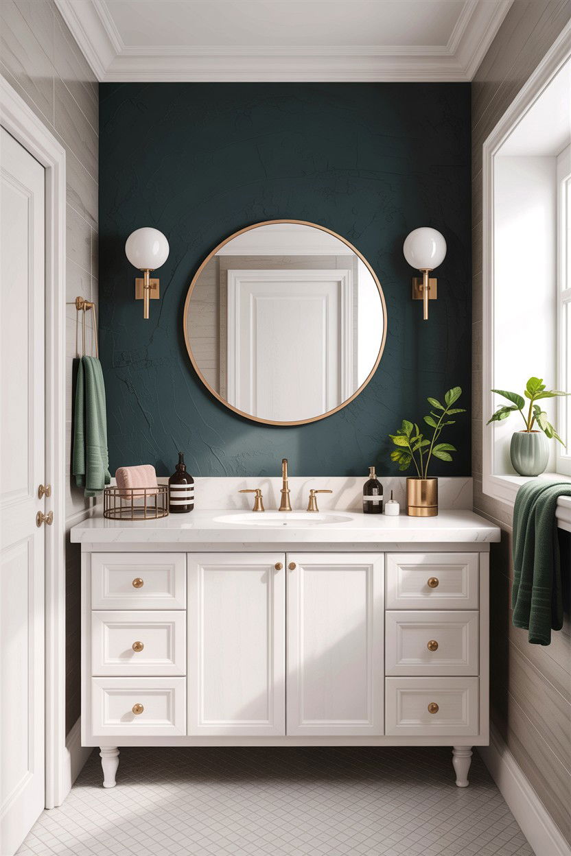 Dark accent wall bathroom - 30 high contrast bathroom ideas