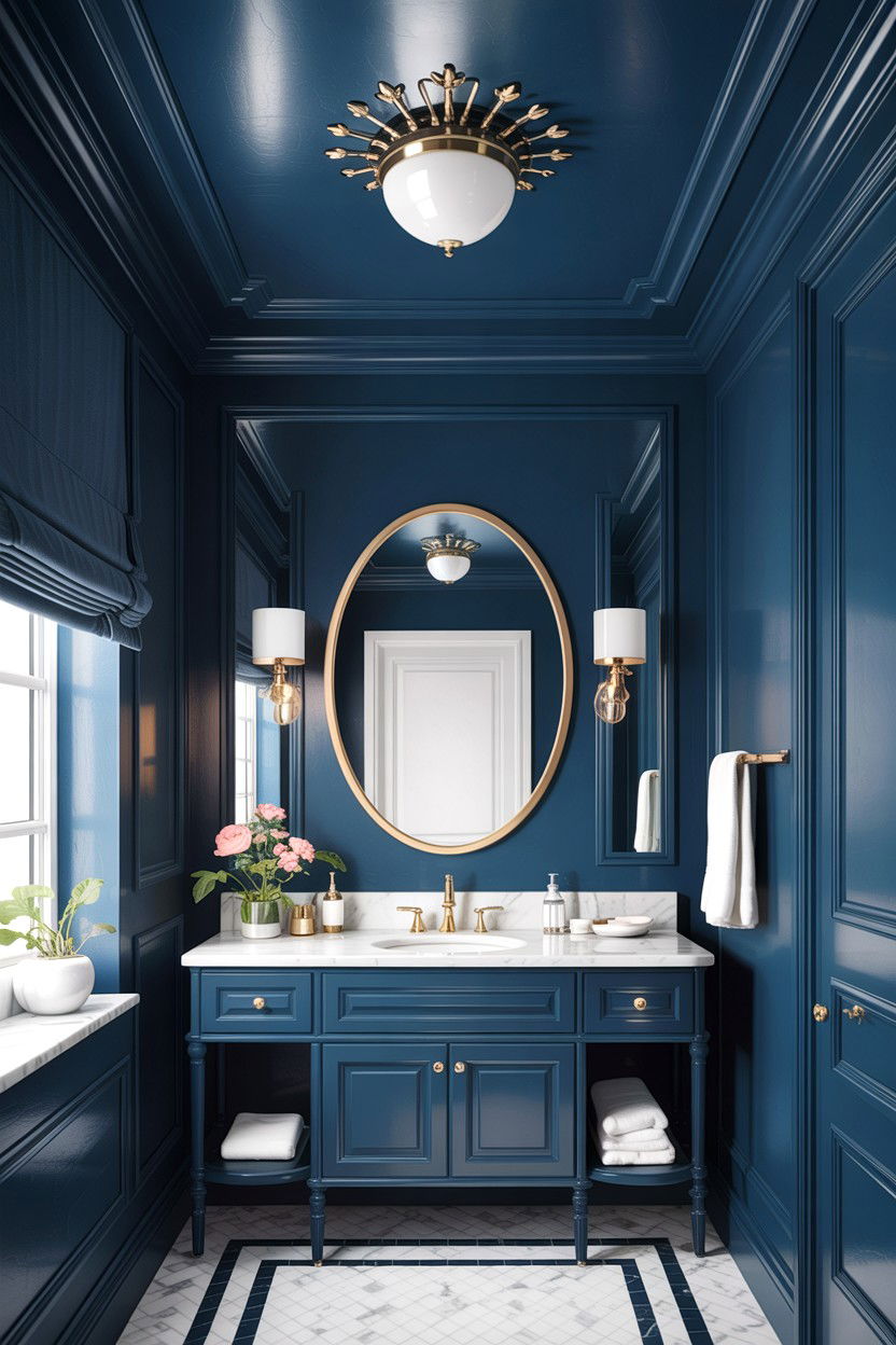 Dark blue bathroom ceiling - 30 bathroom ceiling ideas