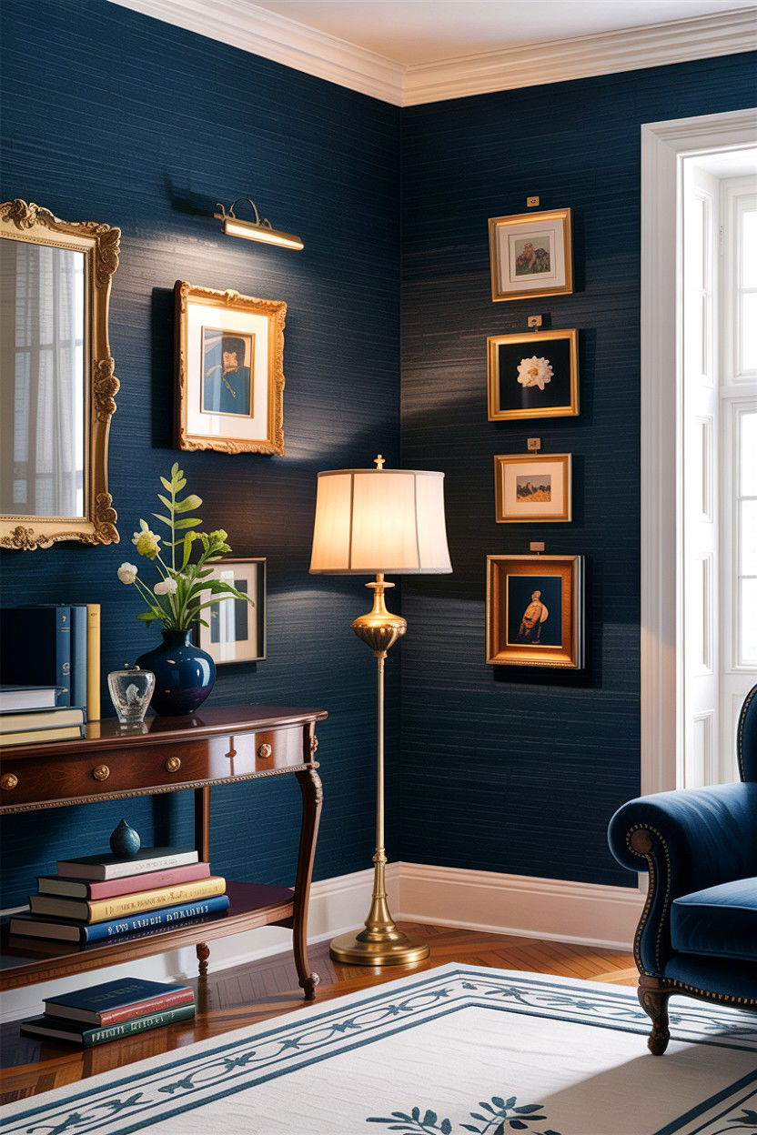 Dark blue grasscloth wallpaper - 30 living room grasscloth wallpapers
