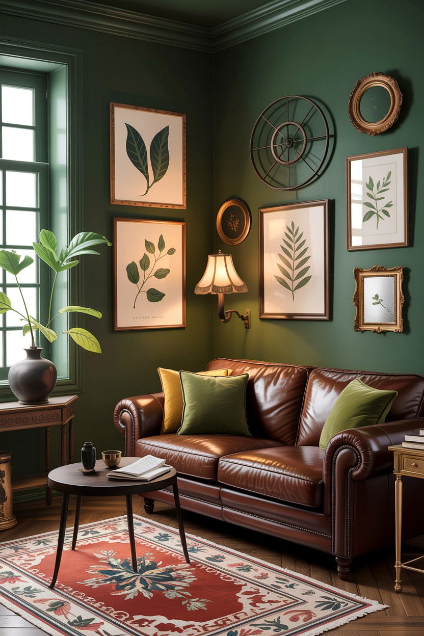 Dark brown and olive green living room - 30 warm brown living room ideas