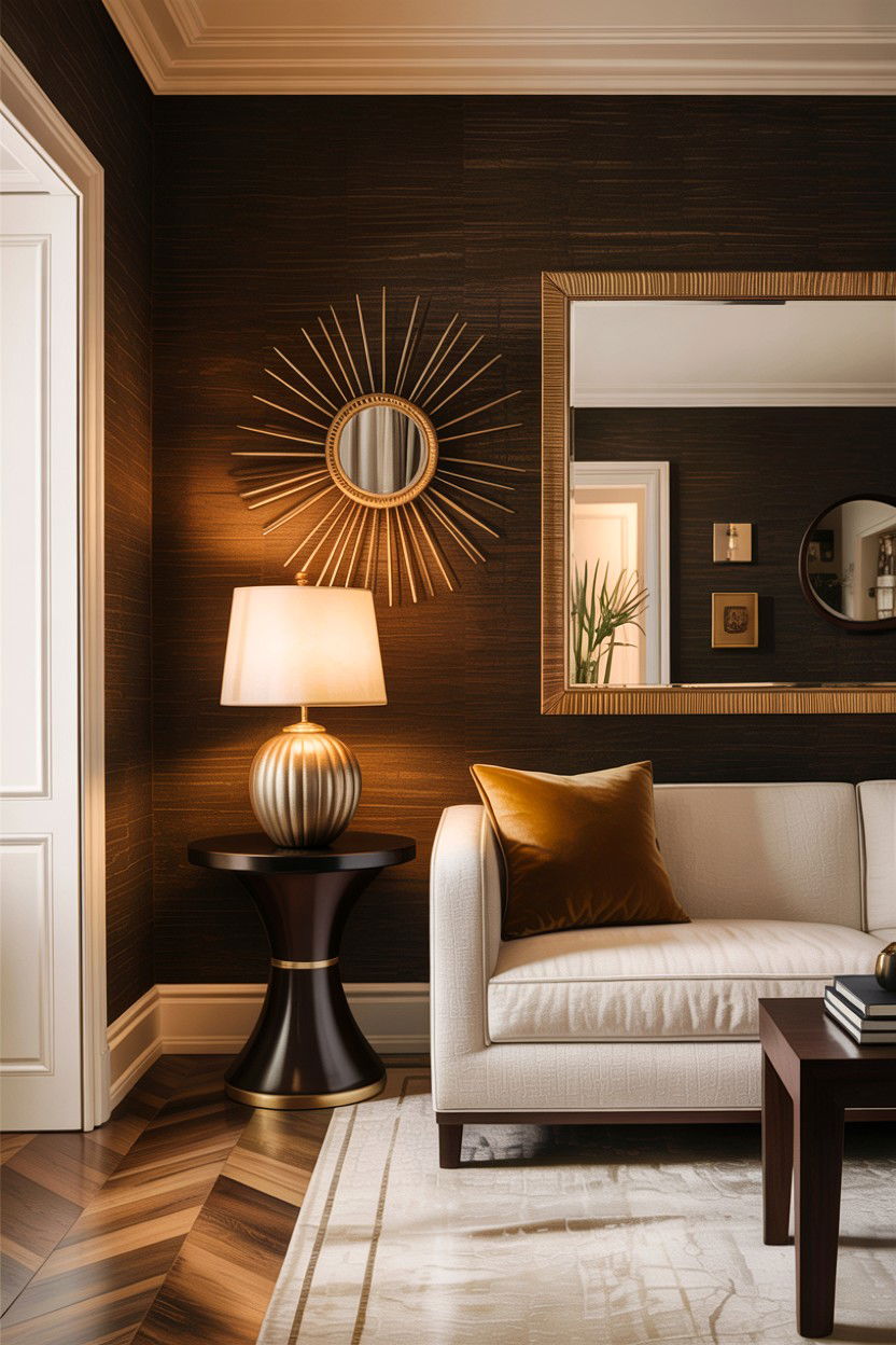 Dark brown wallpaper living room - 30 warm brown living room ideas