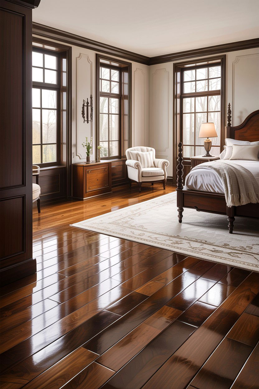 Dark brown wood bedroom floor - 30 espresso bedroom ideas