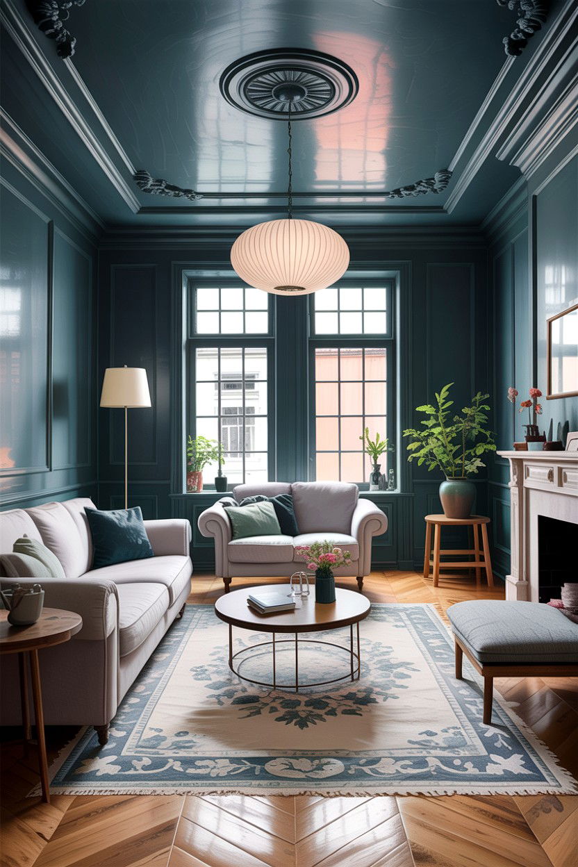 Dark ceiling living room - 30 dark living room ideas