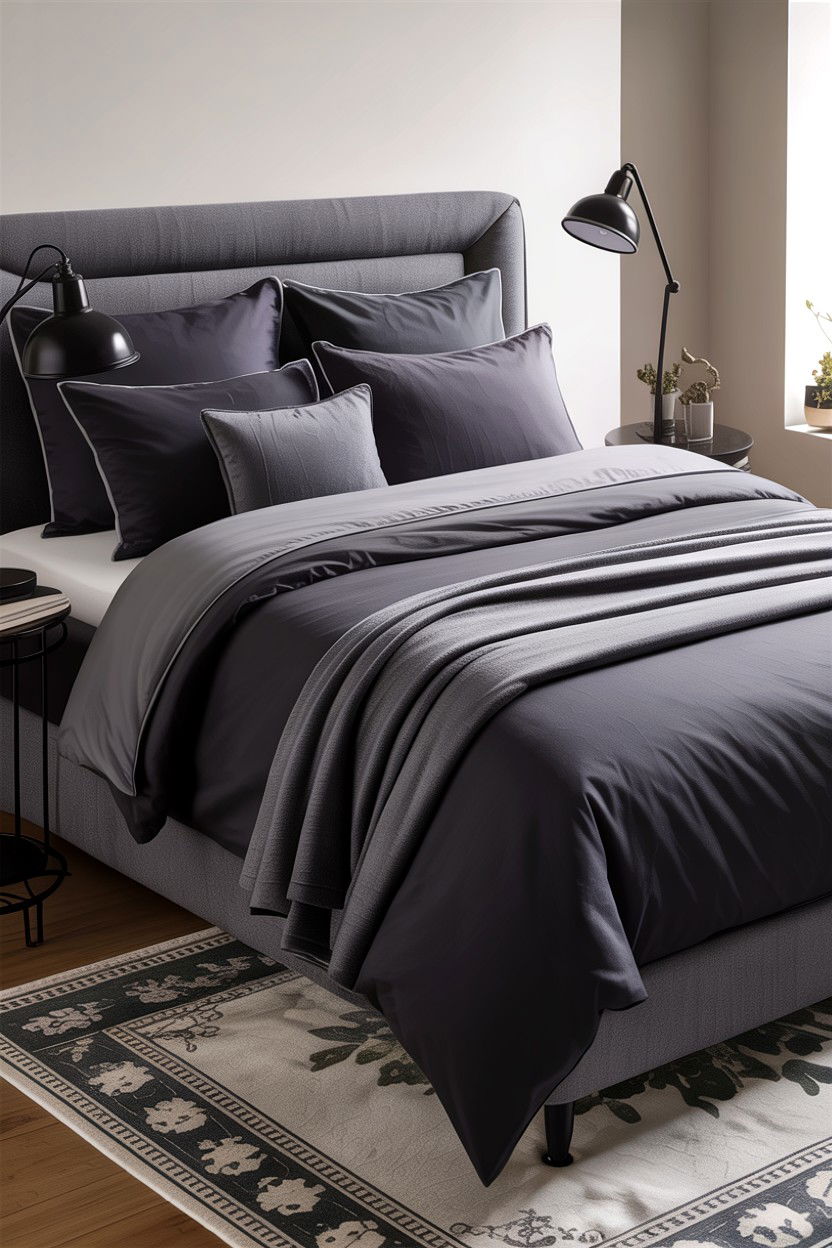 Dark charcoal bedding set - 30 bedroom bedding sets