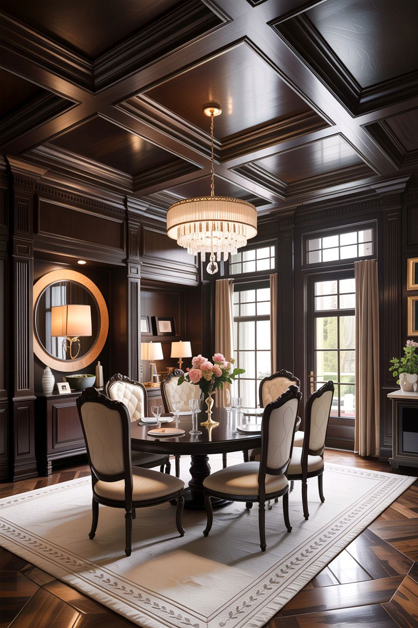 Dark coffered ceiling - 30 living room dark ceiling ideas