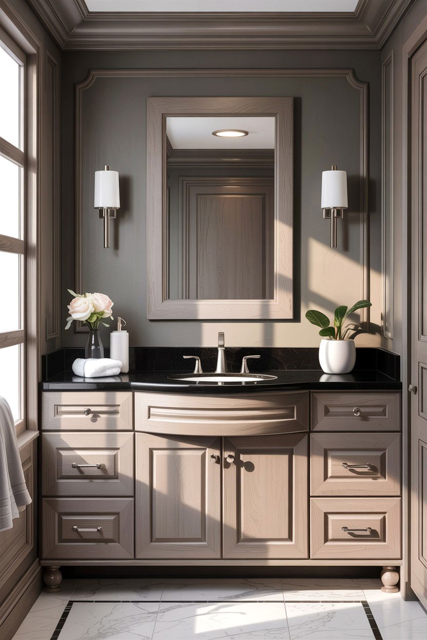 Dark granite vanity top - 30 granite bathroom ideas