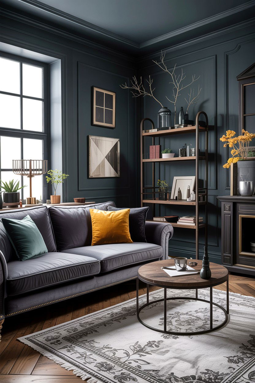 Dark gray industrial living room - 30 industrial living room ideas